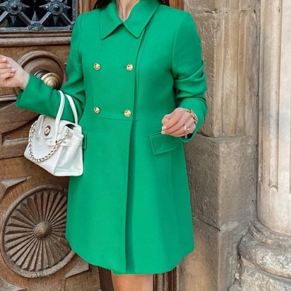 ZARA BUTTONED TAILORED COAT GREEN COLOR Bloggers favorite - Picture 4 of 16